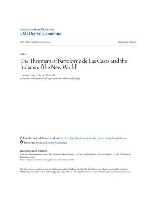 The Thomism of Bartolomé De Las Casas and the Indians of the New World
