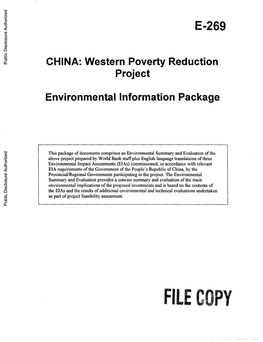Western Poverty Reduction Project Environmental Information Package