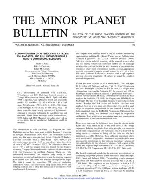 The Minor Planet Bulletin 32-2, 34-35 Florida Gulf Coast University (FGCU) in Fort Myers, Florida
