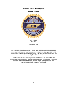 Tennessee Bureau of Investigation EVIDENCE GUIDE Mark R