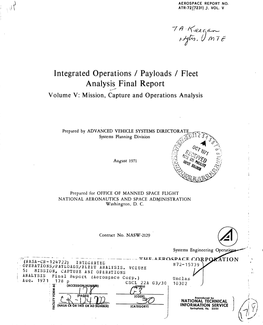 Integrated Operations / Payloads / Fleet Analysis Final Report Volume V: Mission, Capture and Operations Analysis