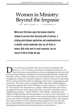 Women in Ministry: Beyond the Impasse by Gretchen E