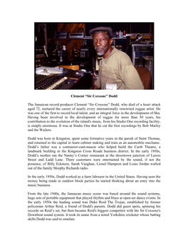 “Sir Coxsone” Dodd the Jamaican Record