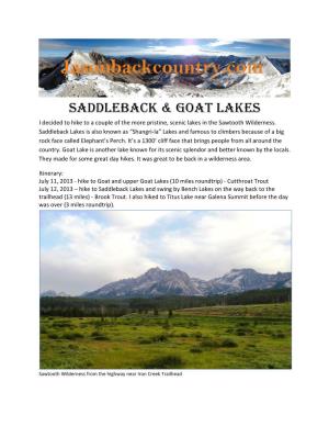 Saddleback & Goat Lakes