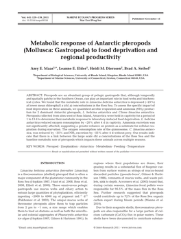 Metabolic Response of Antarctic Pteropods (Mollusca: Gastropoda) to Food Deprivation and Regional Productivity