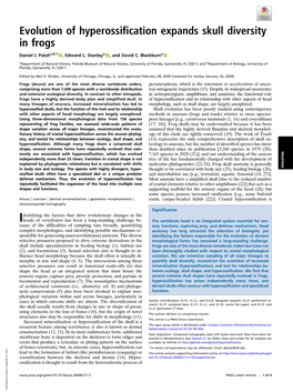 Evolution of Hyperossification Expands Skull Diversity in Frogs