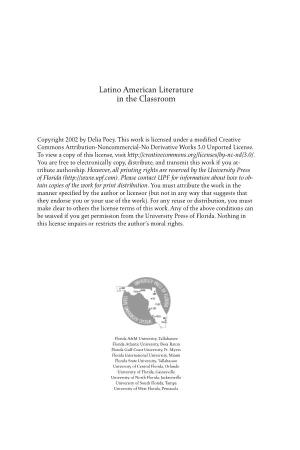 Latino American Literature in the Classroom