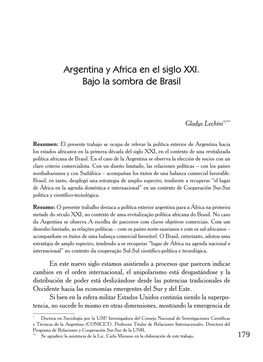 Argentina Y Africa En El Siglo XXI. Bajo La Sombra De Brasil