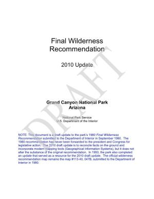 Final Wilderness Recommendation