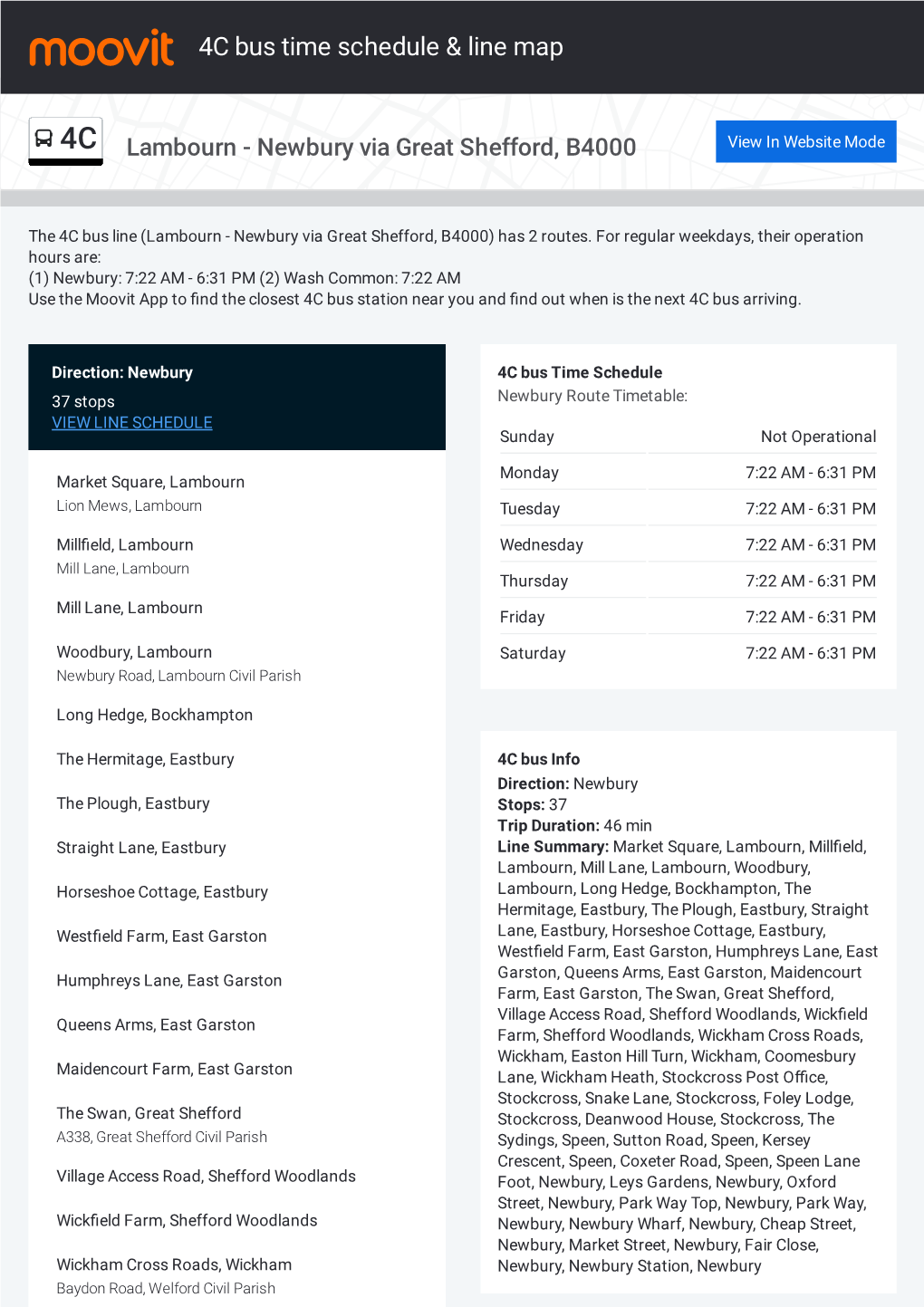 4C Bus Time Schedule & Line Route