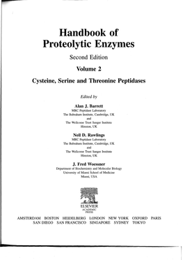 Handbook of Proteolytic Enzymes Second Edition Volume 2 Cysteine, Serine and Threonine Peptidase S