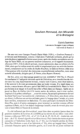 Goulven Pennaod, Jon Mirande Et La Bretagne