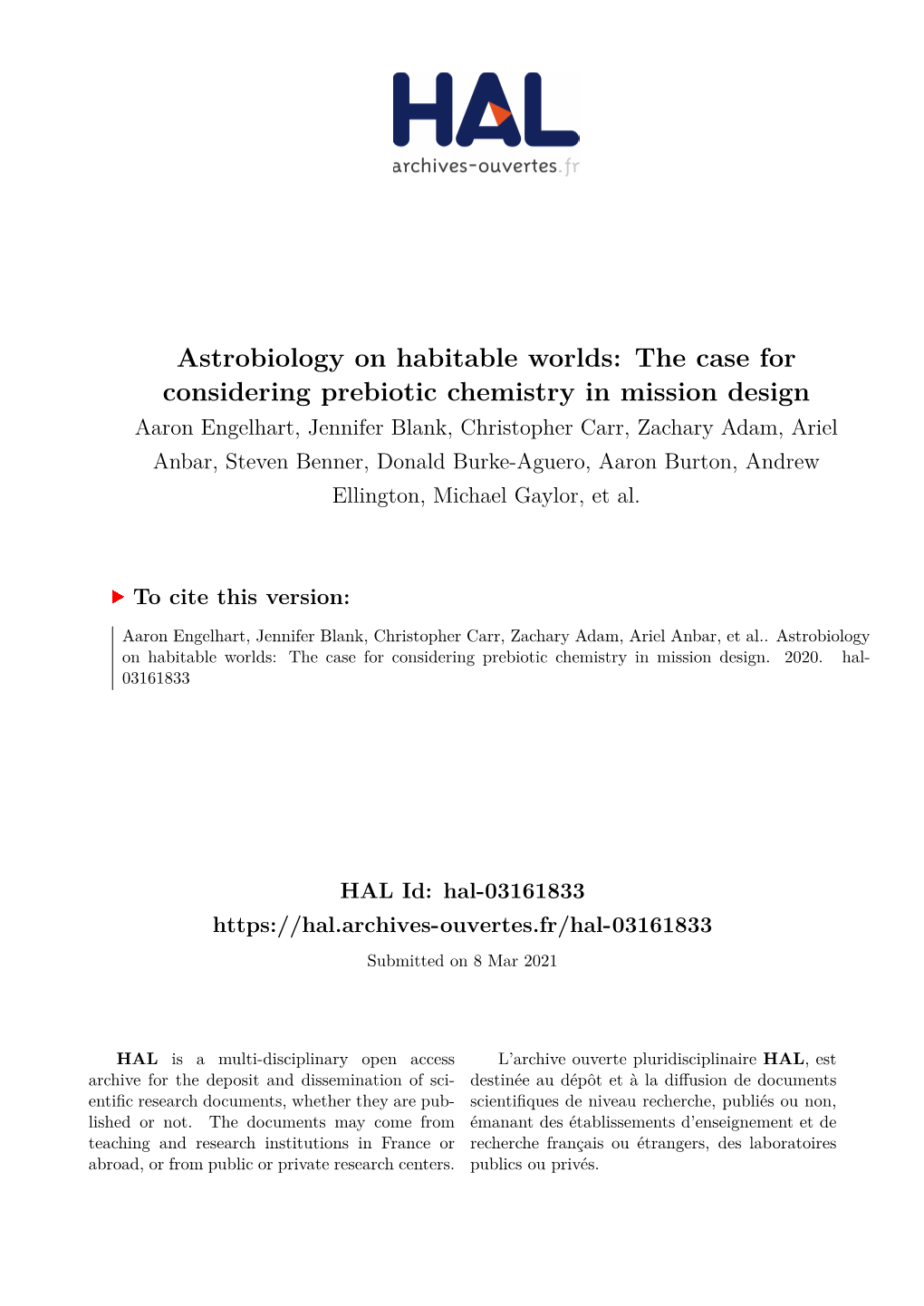 Astrobiology on Habitable Worlds
