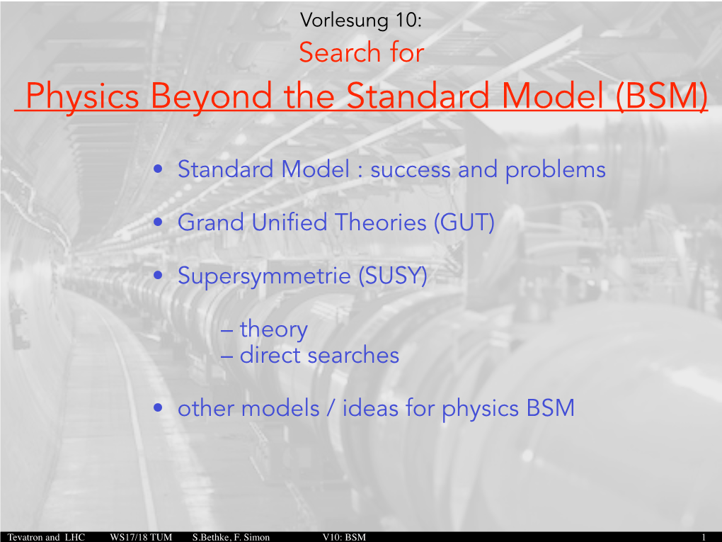 Physics Beyond the Standard Model (BSM)