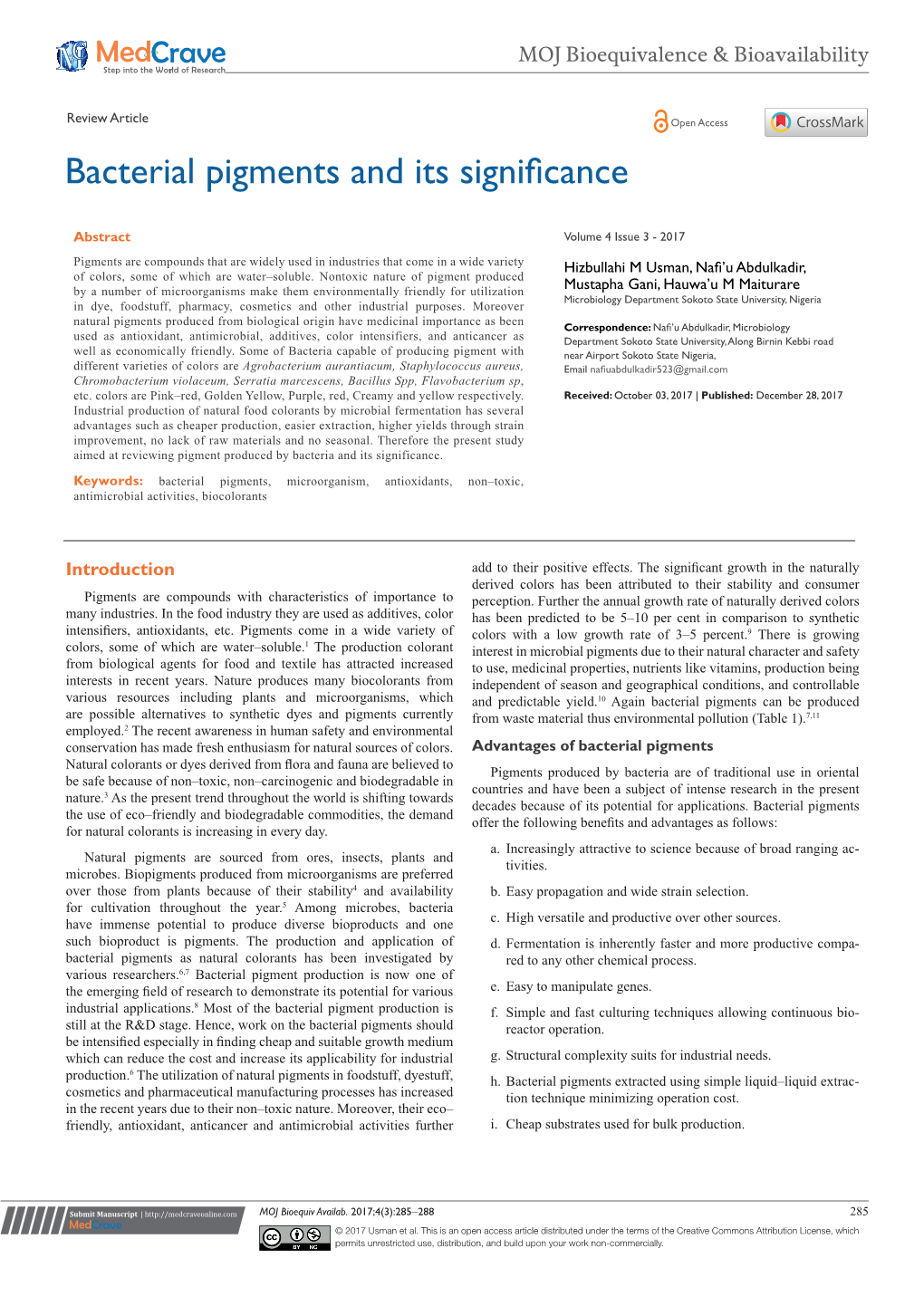 Bacterial Pigments and Its Significance