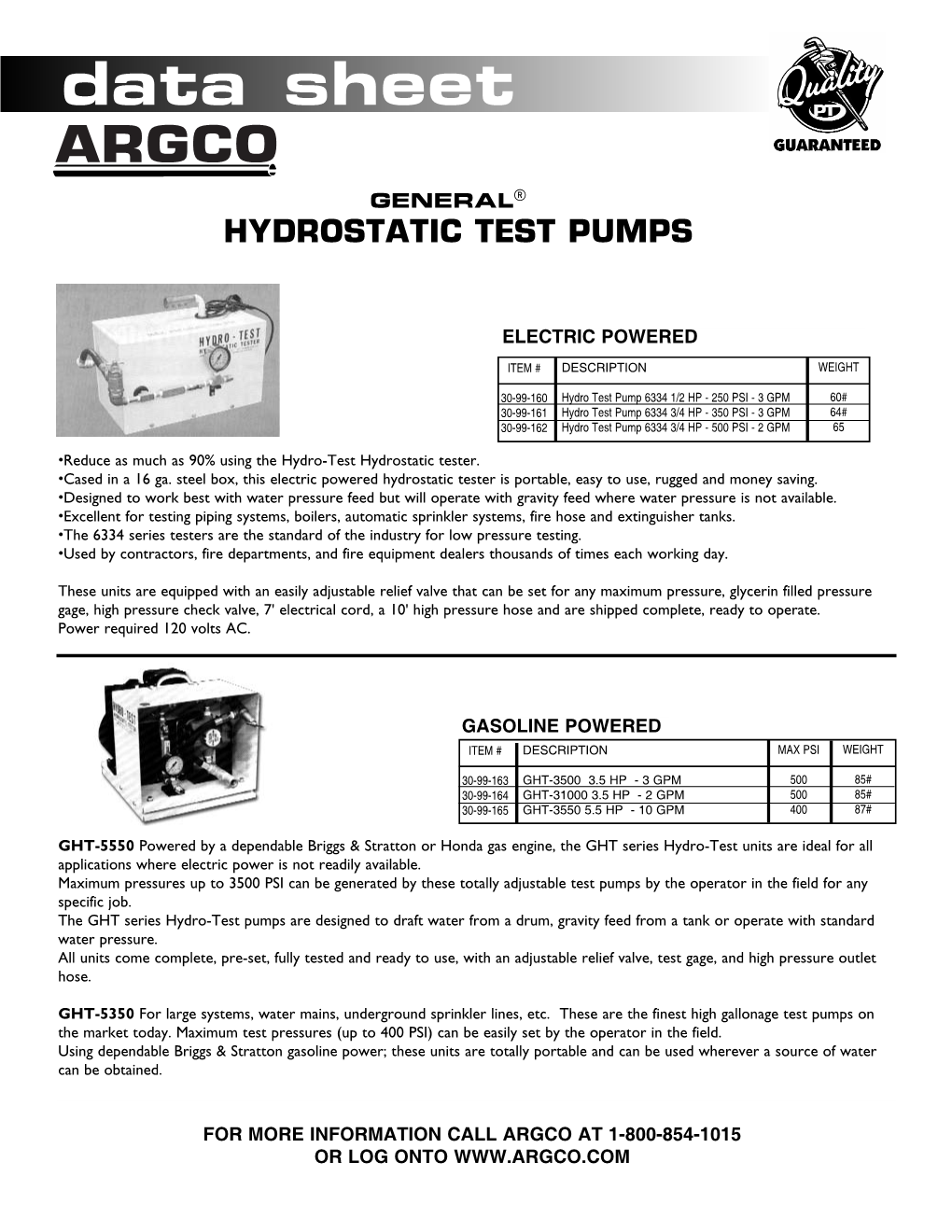 Hydrostatic Test Pumps