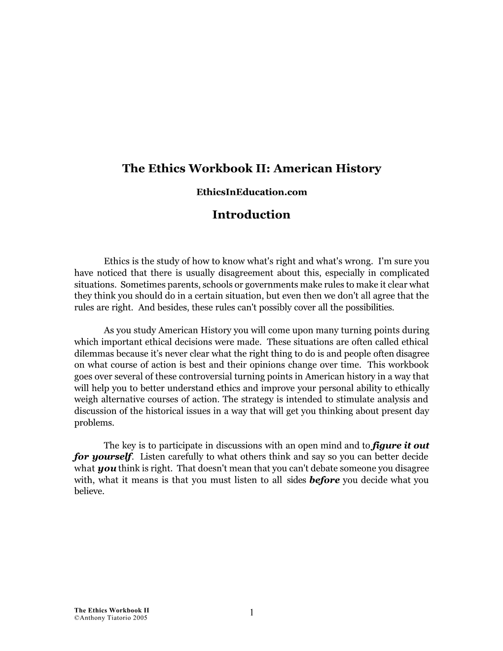 Ethics Workbook II SE