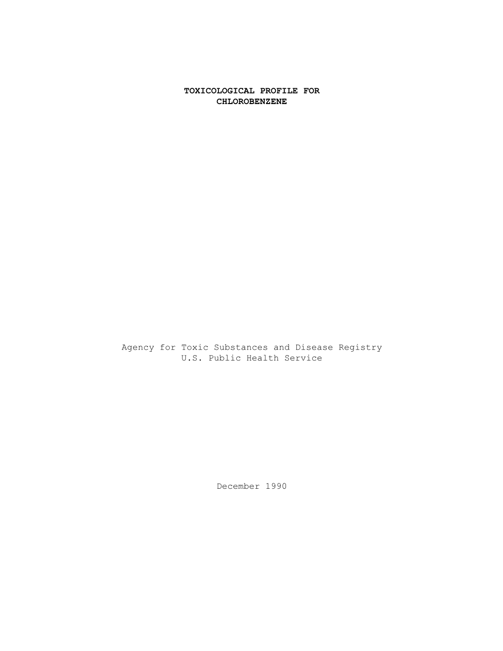 Toxicological Profile for Chlorobenzene