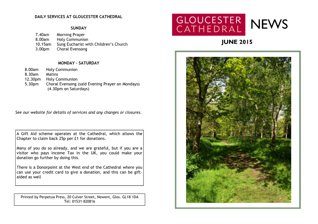 JUNE 2015 3.00Pm Choral Evensong