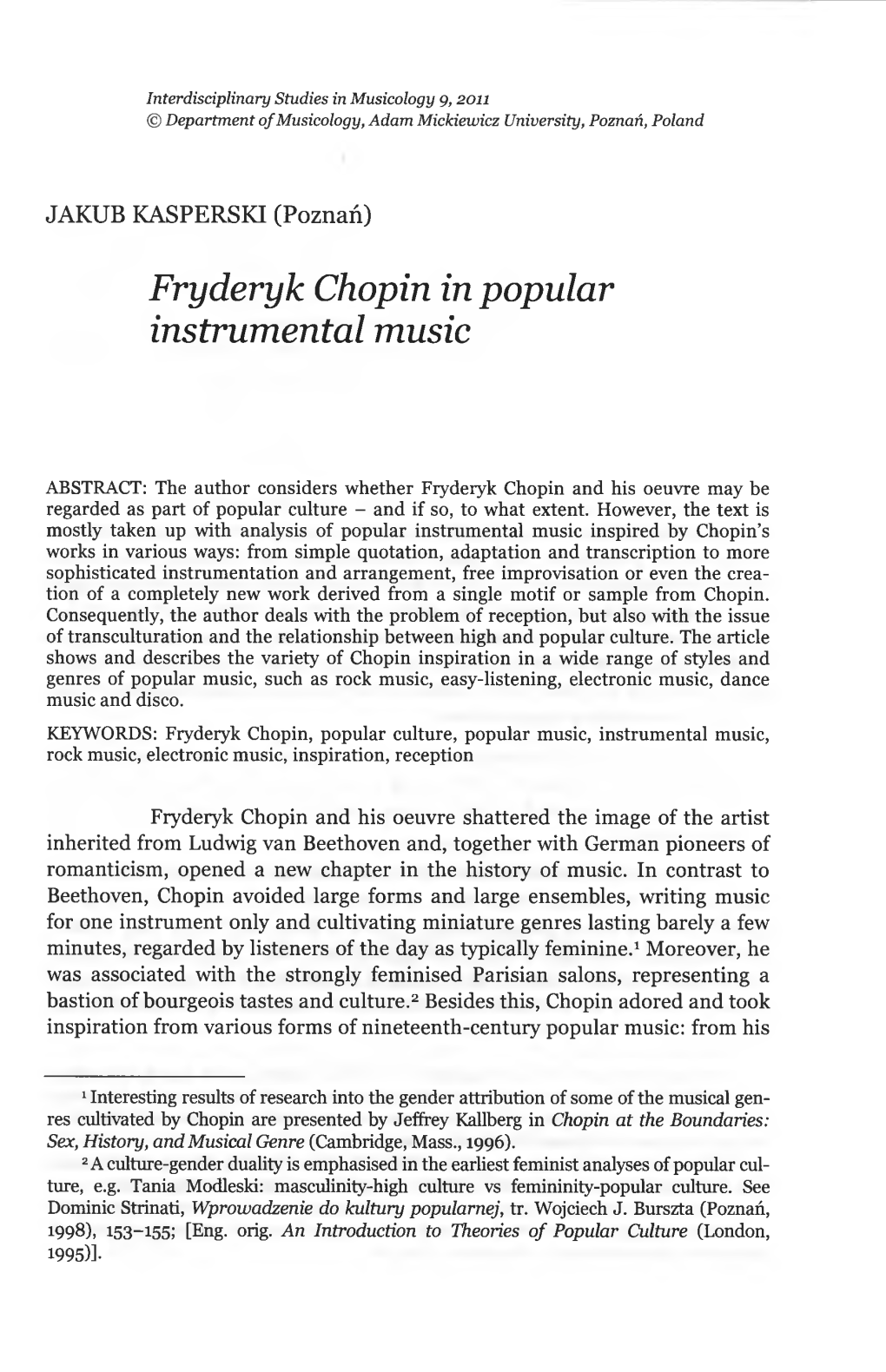 Fryderyk Chopin in Popular Instrumental Music