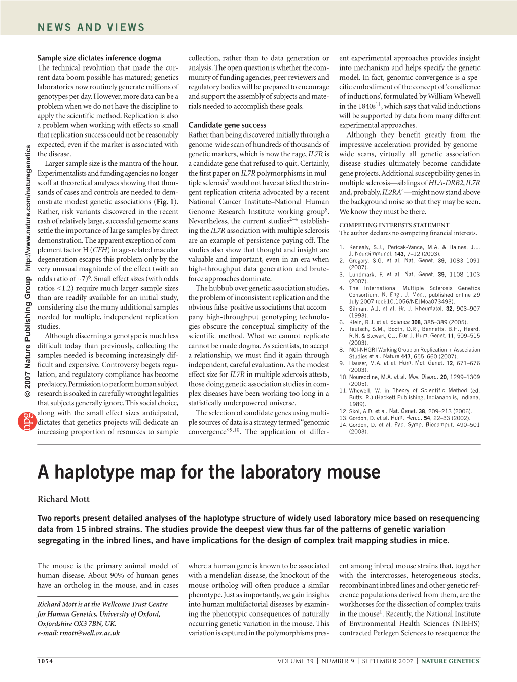 A Haplotype Map for the Laboratory Mouse