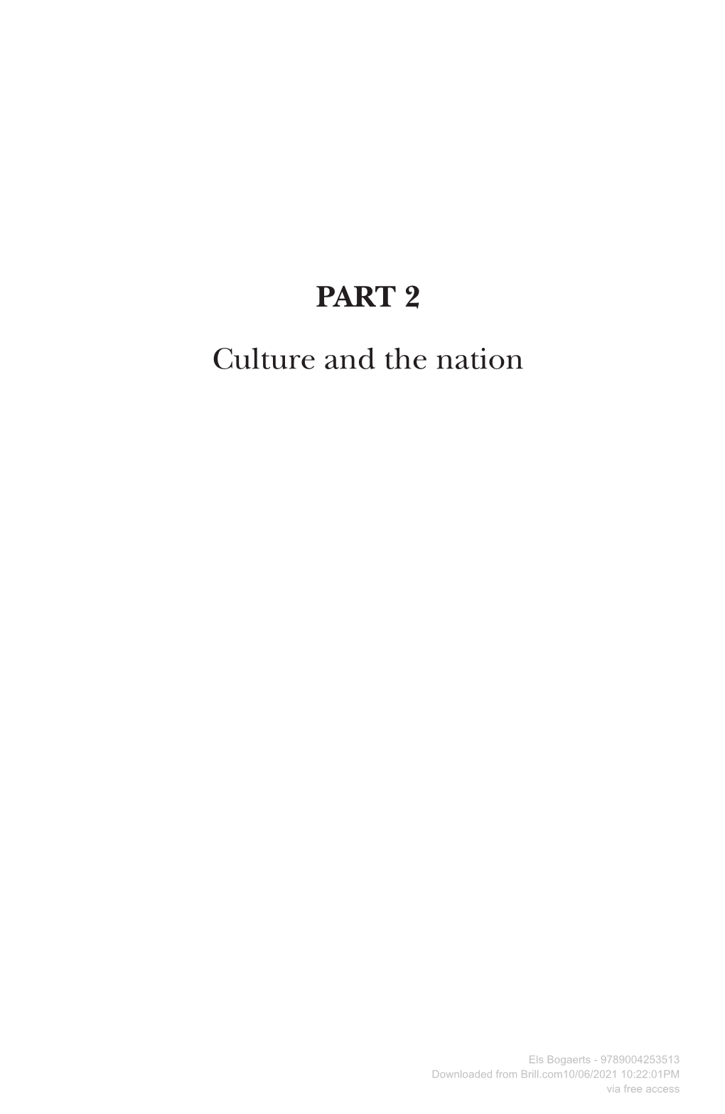 PART 2 Culture and the Nation