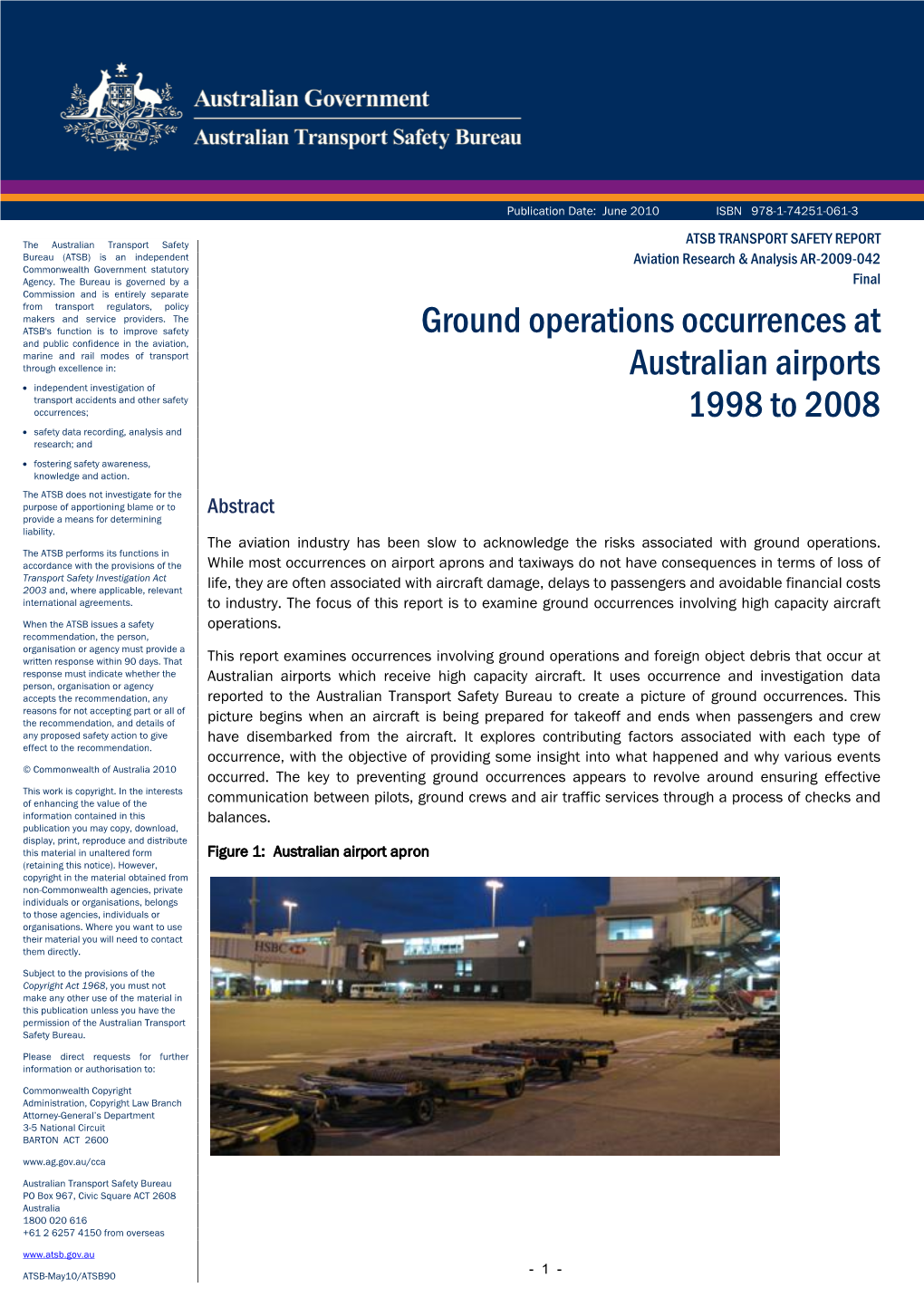 Ground Operations Occurrences at Australian Airports 1998 to 2008