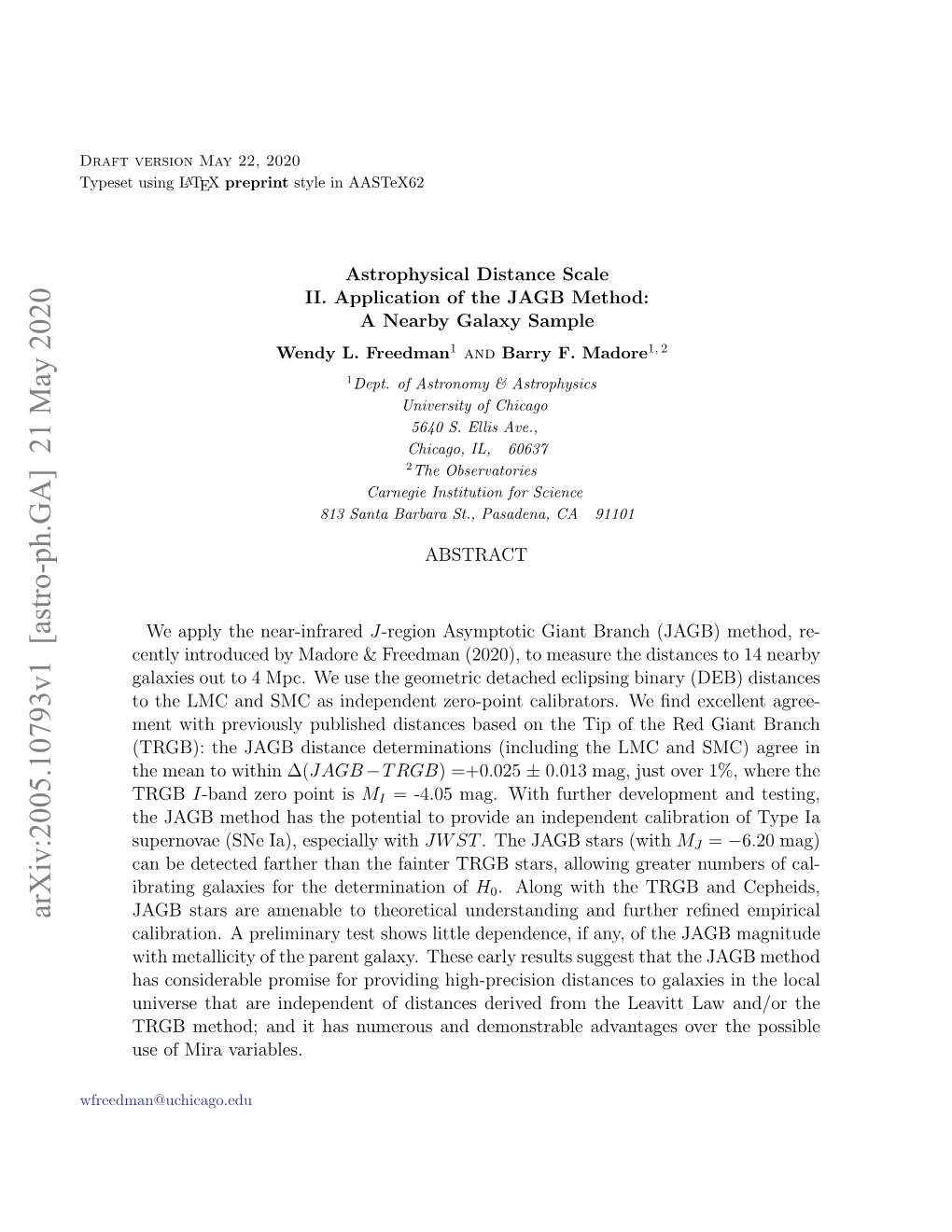 Astrophysical Distance Scale II. Application of the JAGB Method: a Nearby Galaxy Sample Wendy L