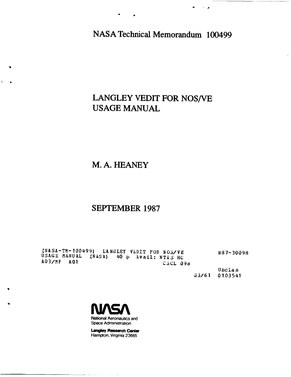Langley Vedit for Nos/Ve Usage Manual