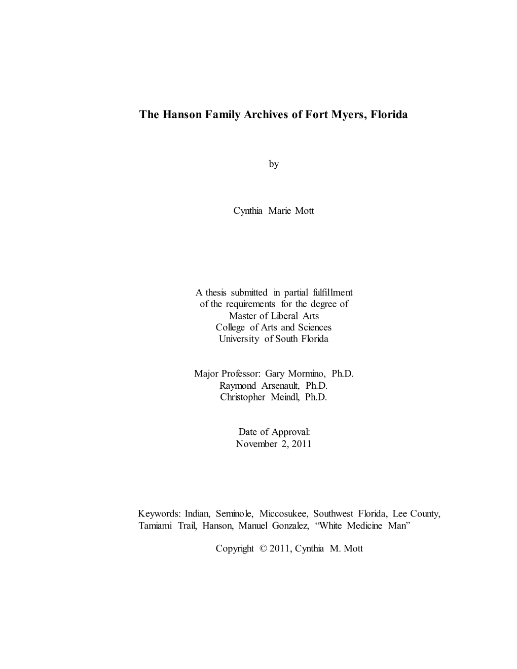 The Hanson Family Archives of Fort Myers, Florida