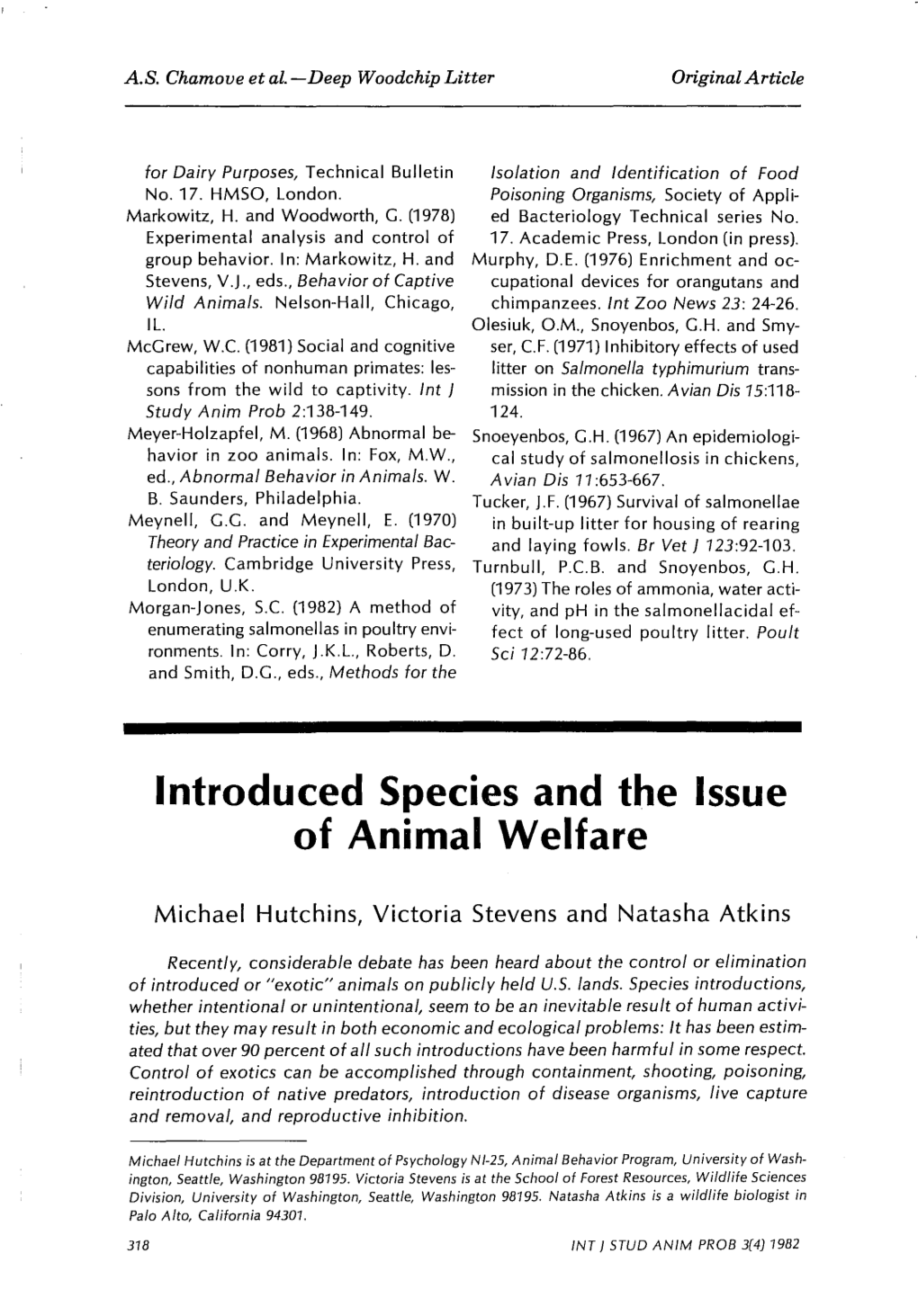 Introduced Species and the Issue of Animal Welfare.Pdf