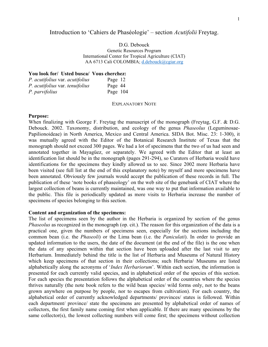 Cahiers De Phaséologie’ – Section Acutifolii Freytag