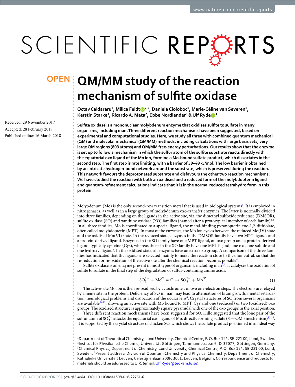 QM/MM Study of the Reaction Mechanism of Sulfite Oxidase