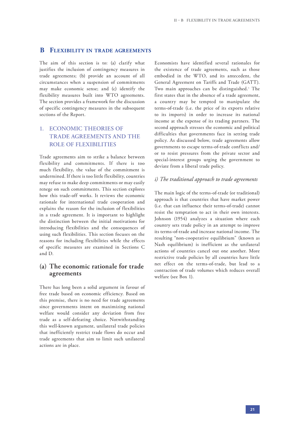 A) the Economic Rationale for Trade Net Effect on the Terms-Of-Trade, but Lead to a Agreements Contraction of Trade Volumes Which Reduces Overall Welfare (See Box 1