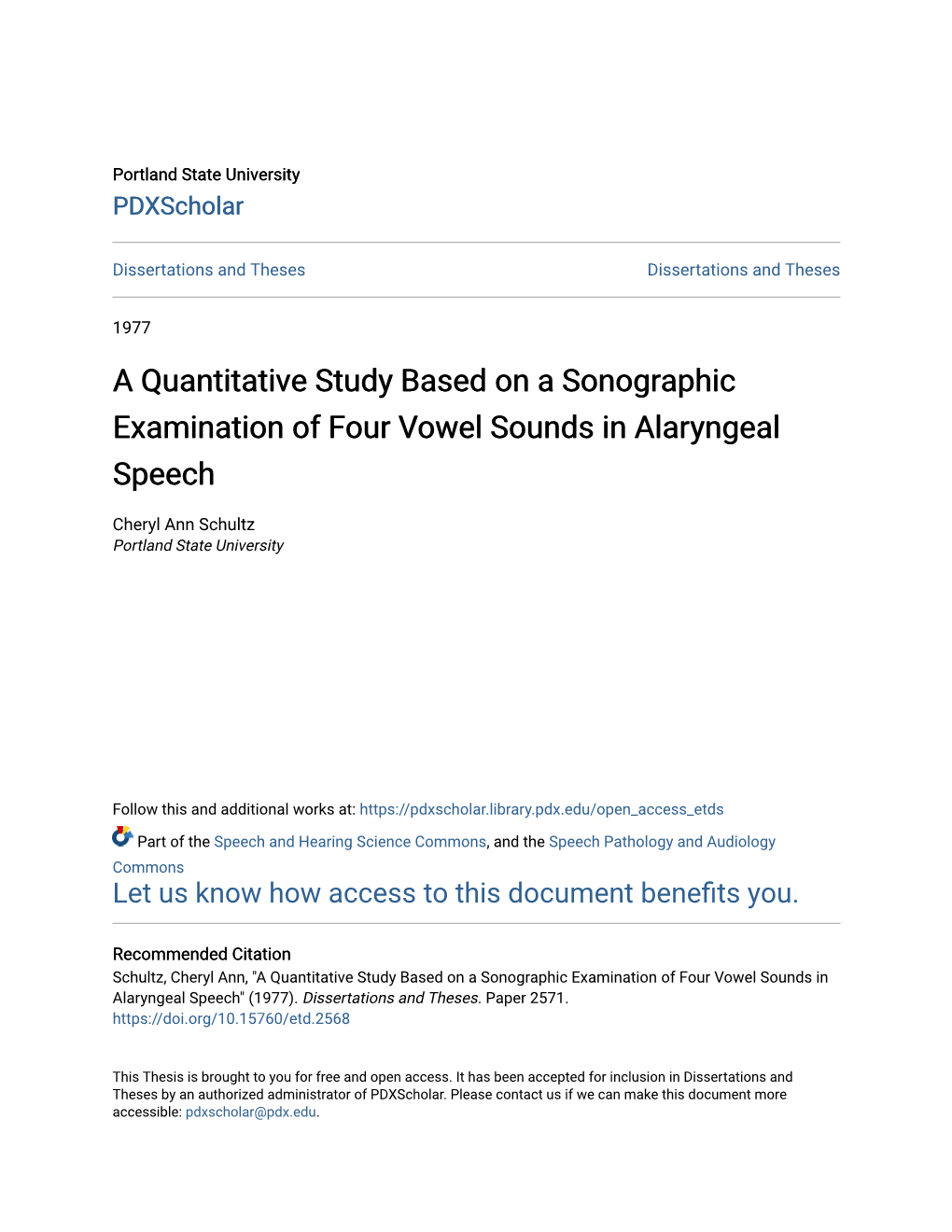 A Quantitative Study Based on a Sonographic Examination of Four Vowel Sounds in Alaryngeal Speech