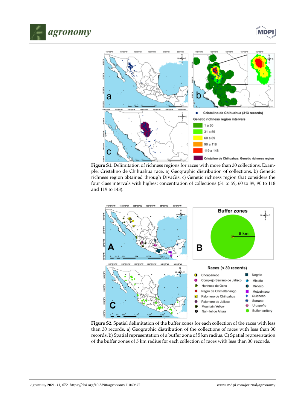 Figure S1. Delimitation of Richness Regions for Races with More Than 30 Collections