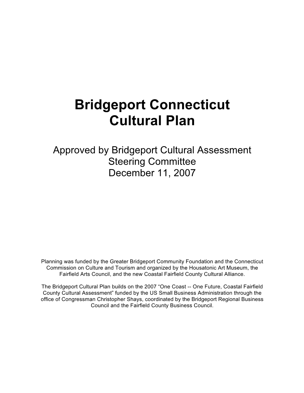 Bridgeport Connecticut Cultural Plan