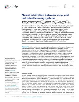 Neural Arbitration Between Social and Individual Learning Systems