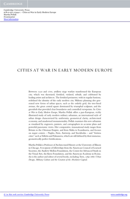 Cities at War in Early Modern Europe Martha Pollak Frontmatter More Information