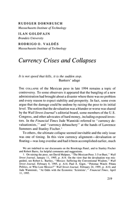 Currency Crises and Collapses