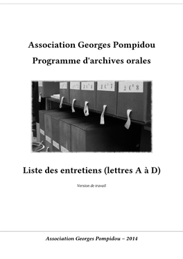 Association Georges Pompidou Programme D'archives Orales Liste
