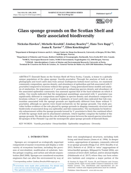 Glass Sponge Grounds on the Scotian Shelf and Their Associated Biodiversity