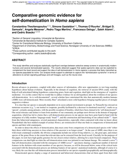 Comparative Genomic Evidence for Self-Domestication in Homo Sapiens