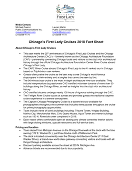 Chicago's First Lady Cruises 2018 Fact Sheet