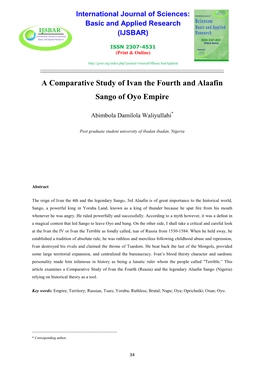 A Comparative Study of Ivan the Fourth and Alaafin Sango of Oyo Empire