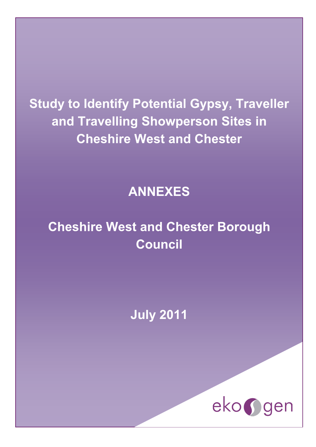 Study to Identify Potential Gypsy, Traveller and Travelling Showperson Sites In