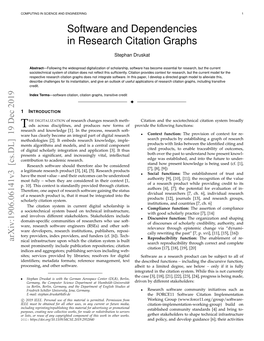 Software and Dependencies in Research Citation Graphs