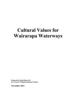 Cultural Values for Wairarapa Waterways