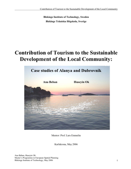Contribution of Tourism to Sustainable Development Of