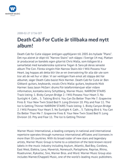 Death Cab for Cutie Är Tillbaka Med Nytt Album!